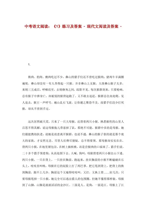 中考语文阅读练习及答案.doc