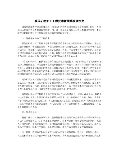 我国矿物加工工程技术新领域发展探究