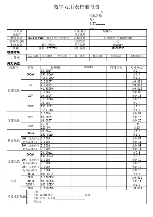 FM-SCS-0006 万用表校准报告