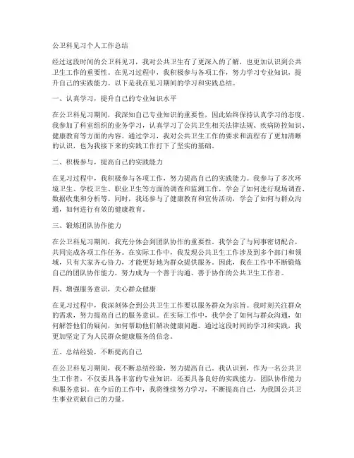 公卫科见习个人工作总结