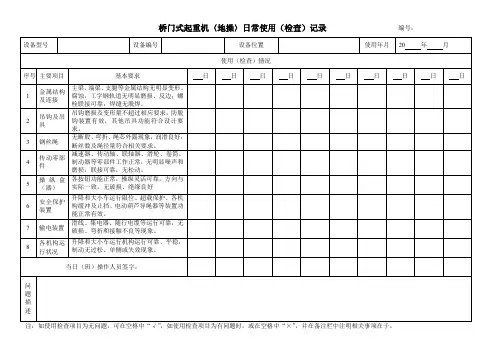 各种型号起重机日常使用记录