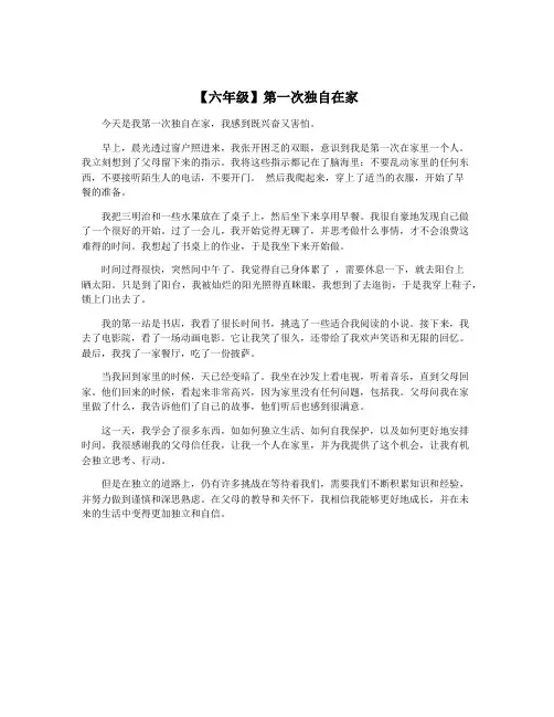 【六年级】第一次独自在家