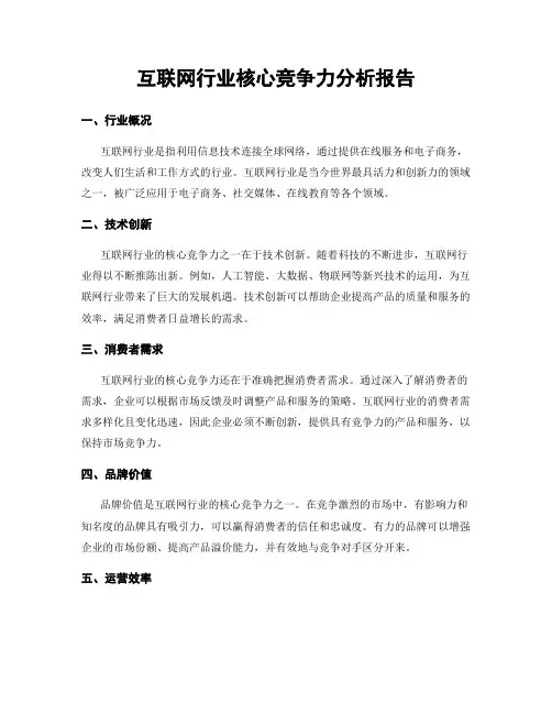 互联网行业核心竞争力分析报告