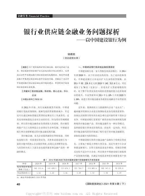 银行业供应链金融业务问题分析——以中国建设银行为例