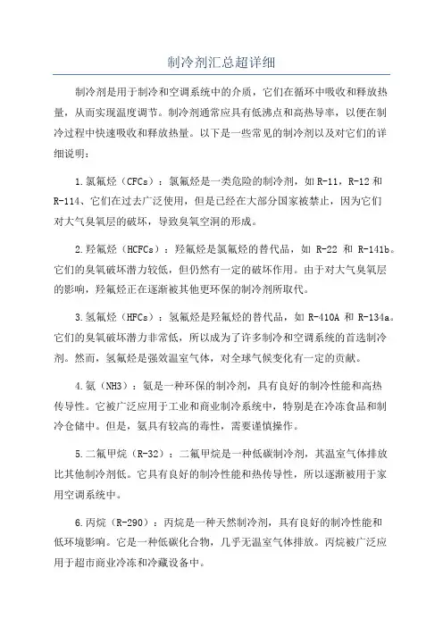 制冷剂汇总超详细