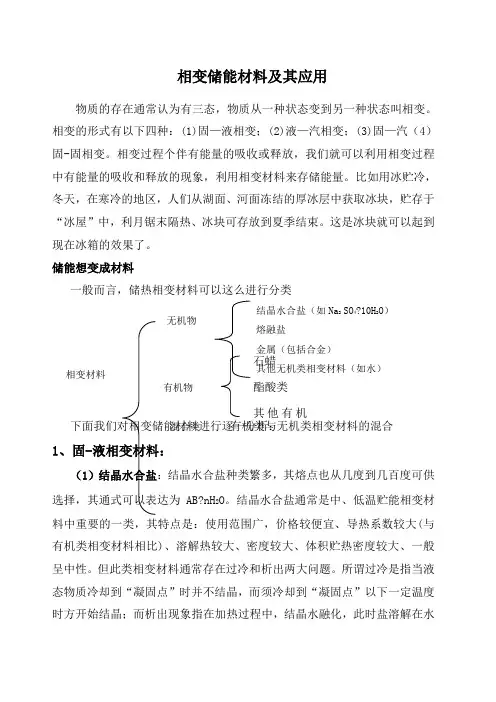 相变储能材料和相变储能技术