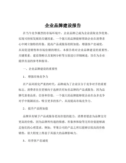 企业品牌建设报告