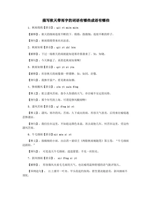 描写秋天带雨字的词语有哪些成语有哪些