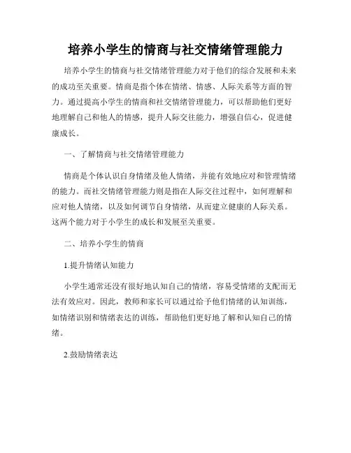培养小学生的情商与社交情绪管理能力