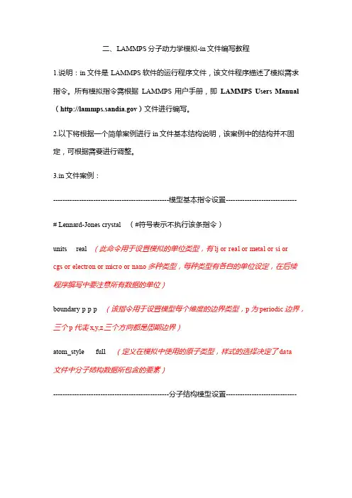 2.LAMMPS分子动力学模拟-in文件编写