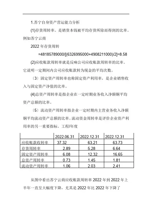 苏宁云商的营运能力分析