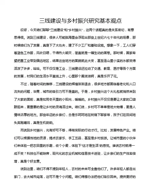 三线建设与乡村振兴研究基本观点