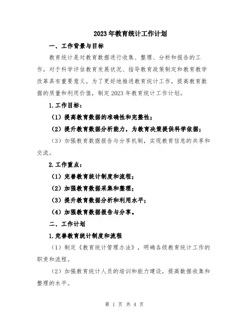 2023年教育统计工作计划