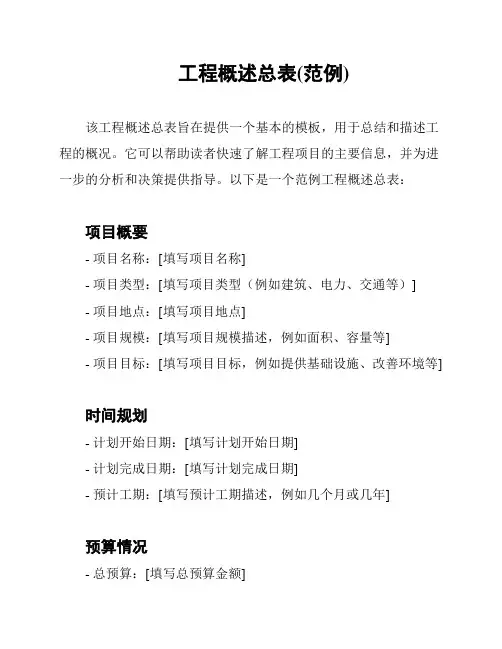 工程概述总表(范例)