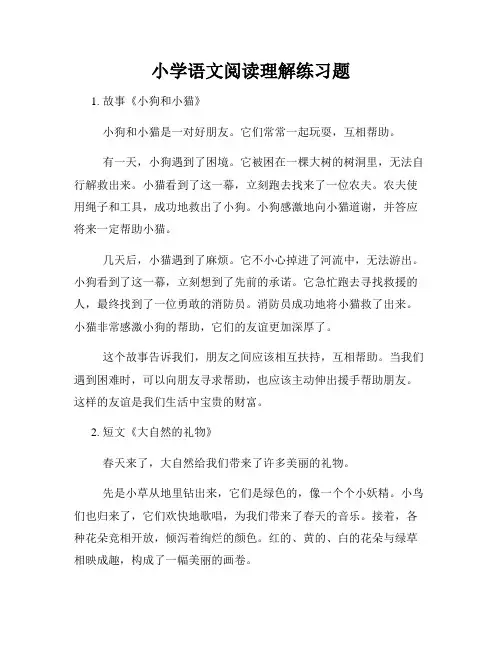小学语文阅读理解练习题