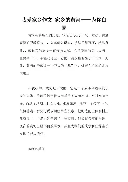 我爱家乡作文 家乡的黄河——为你自豪