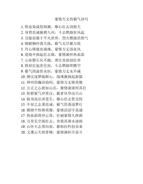 豪情万丈的霸气诗句