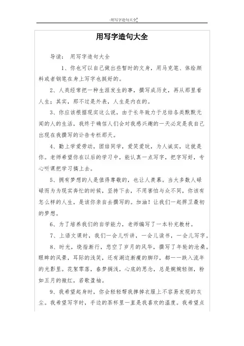 用写字造句大全