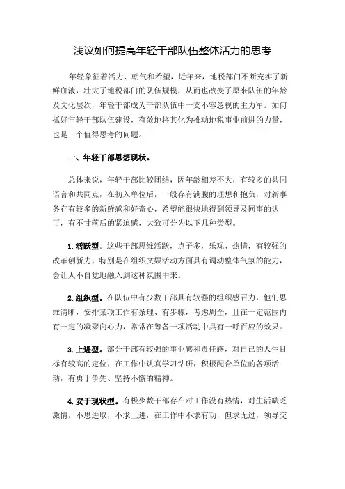 浅议如何提高年轻干部队伍整体活力的思考