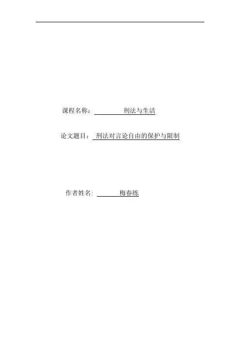刑法对言论自由的保护与限制