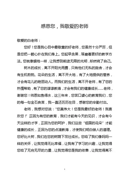 感恩您,我敬爱的老师