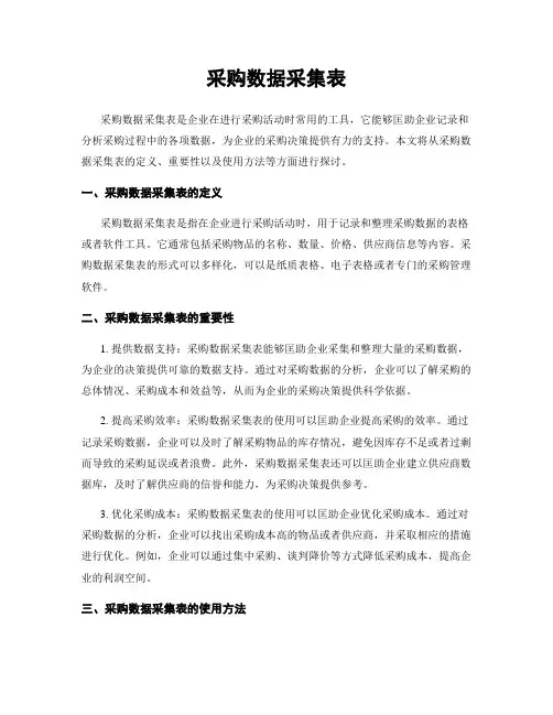采购数据采集表