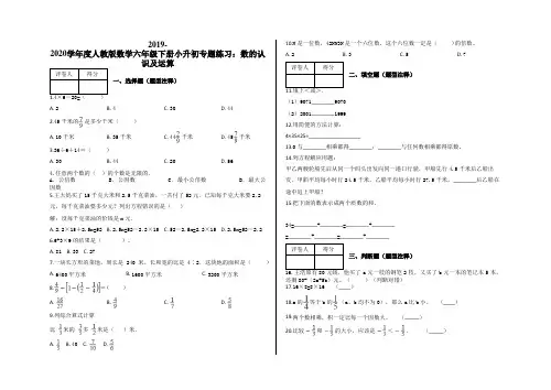 六年级下册小升初专题练习：数的认识及运算及答案-人教版数学