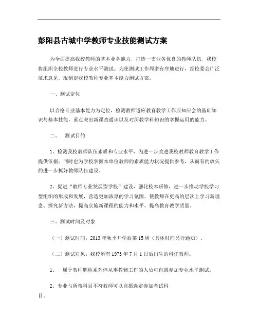 教师专业技能测试方案