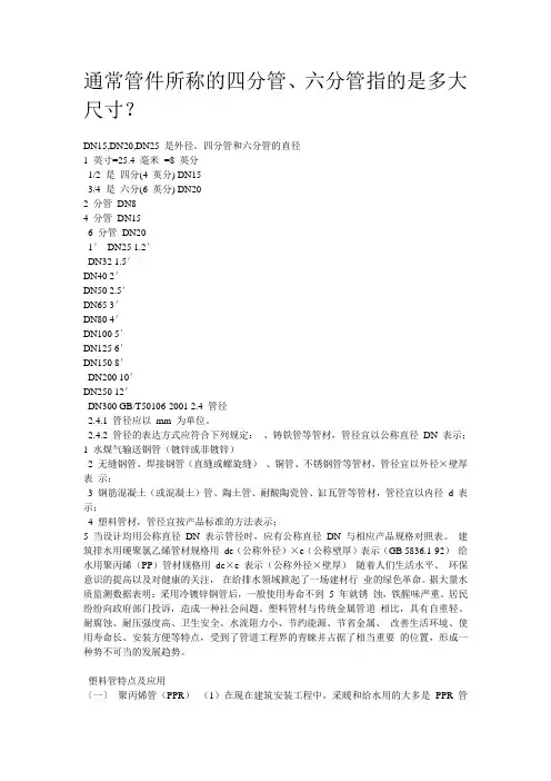 四分管、六分管管件尺寸