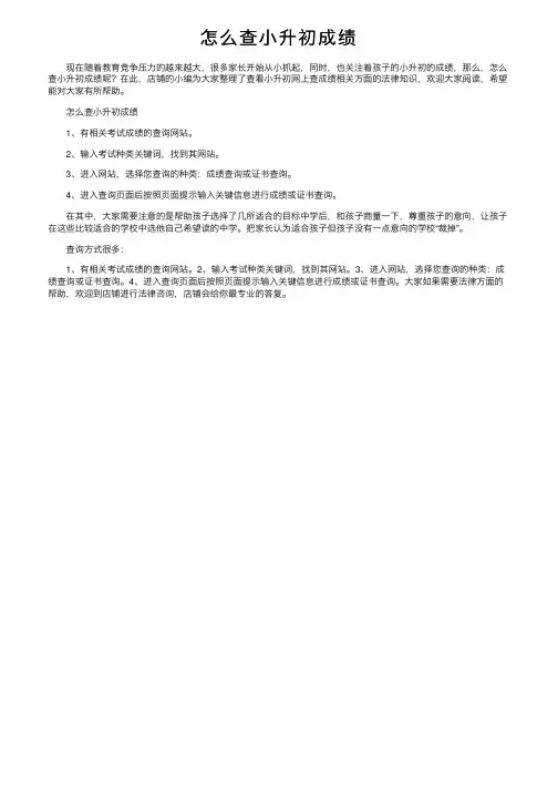 怎么查小升初成绩