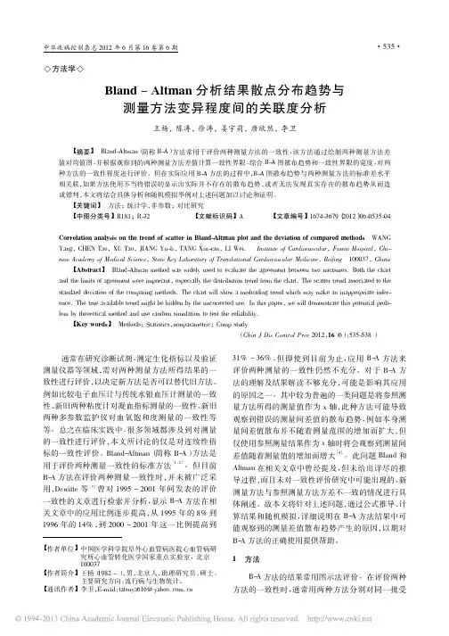 Bland_Altman分析结果_省略_与测量方法变异程度间的关联度分析_王杨