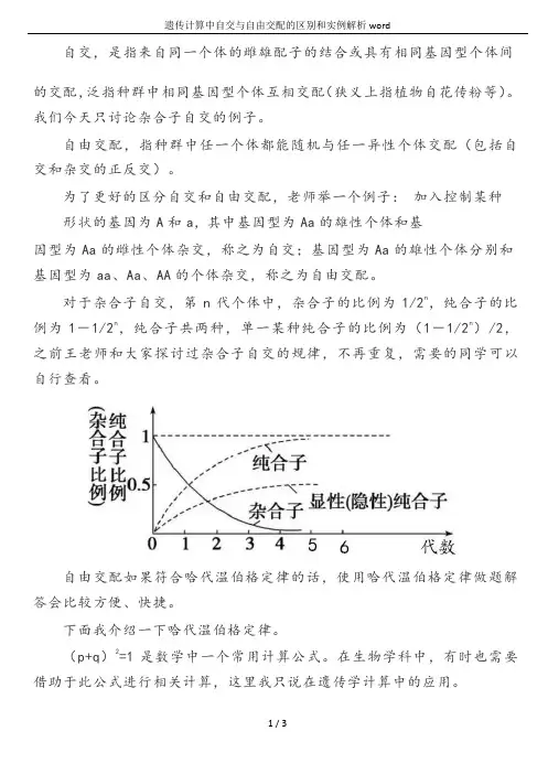 遗传计算中自交与自由交配的区别和实例解析word