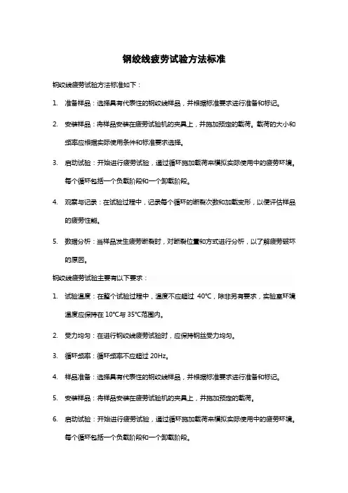 钢绞线疲劳试验方法标准