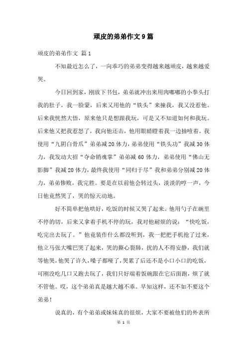 顽皮的弟弟作文9篇