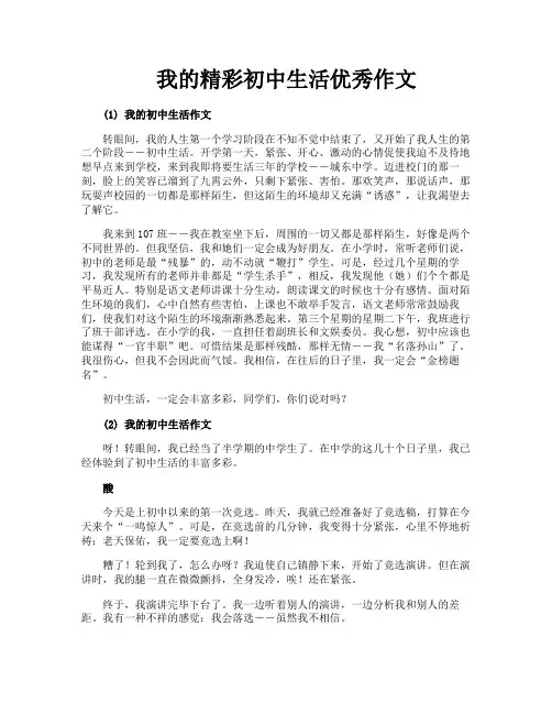 我的精彩初中生活优秀作文