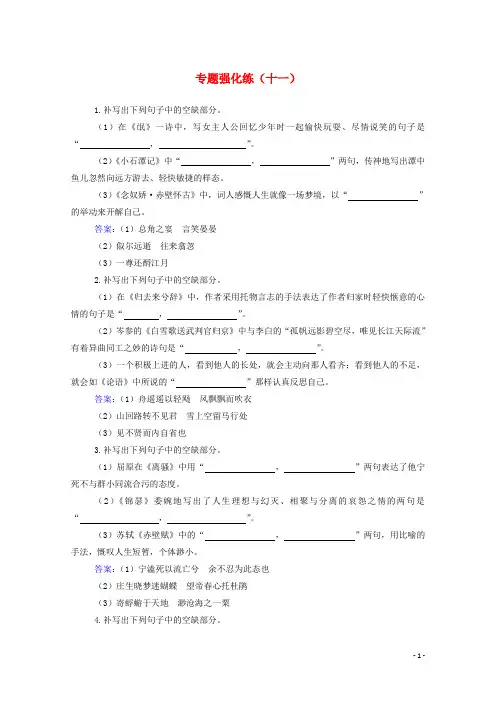 2021高考语文二轮复习专题强化练十一含解析