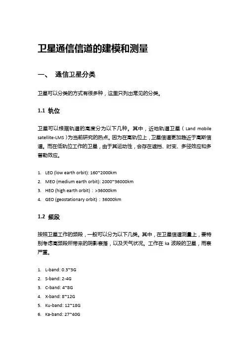 卫星通信的信道测量和建模