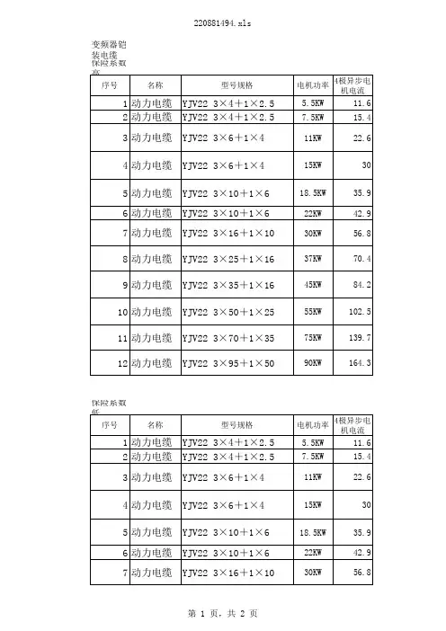 电缆桥架选型表