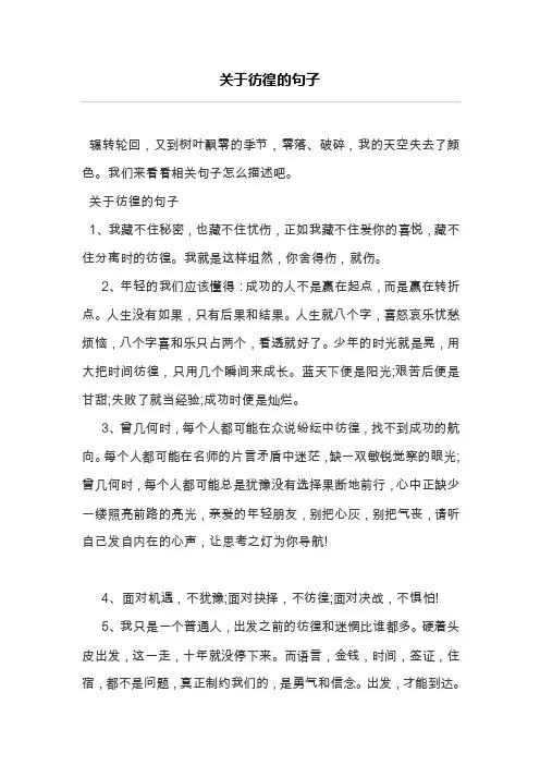 关于彷徨的句子