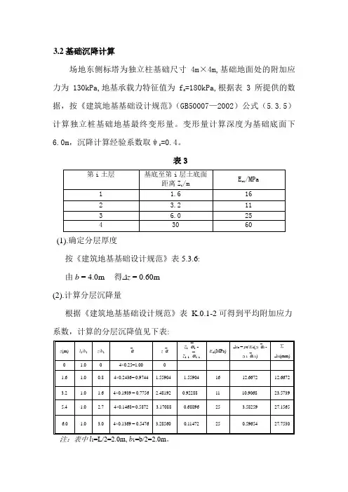 基础沉降计算沉降
