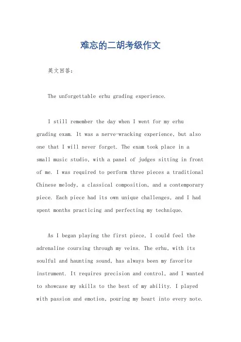 难忘的二胡考级作文