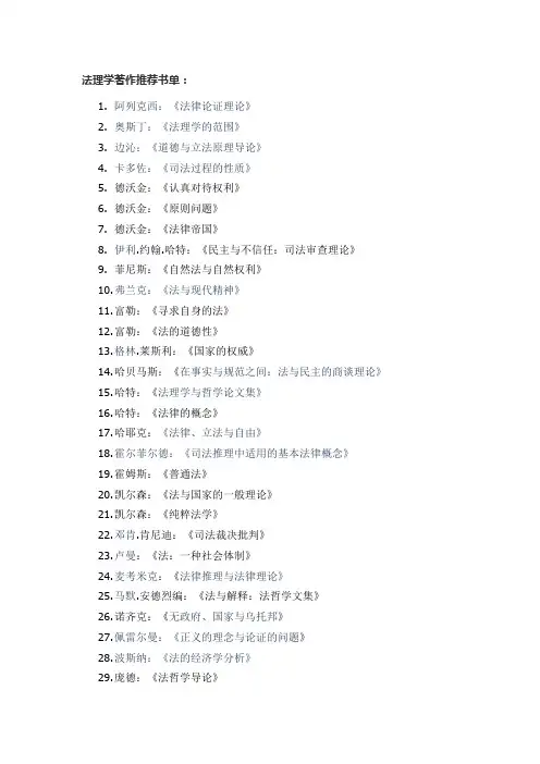 法理学、环境法著作推荐书单