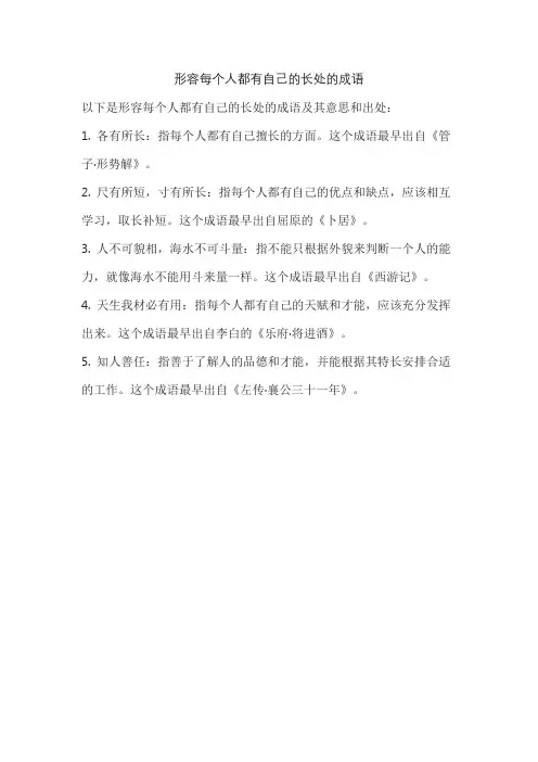 形容每个人都有自己的长处的成语