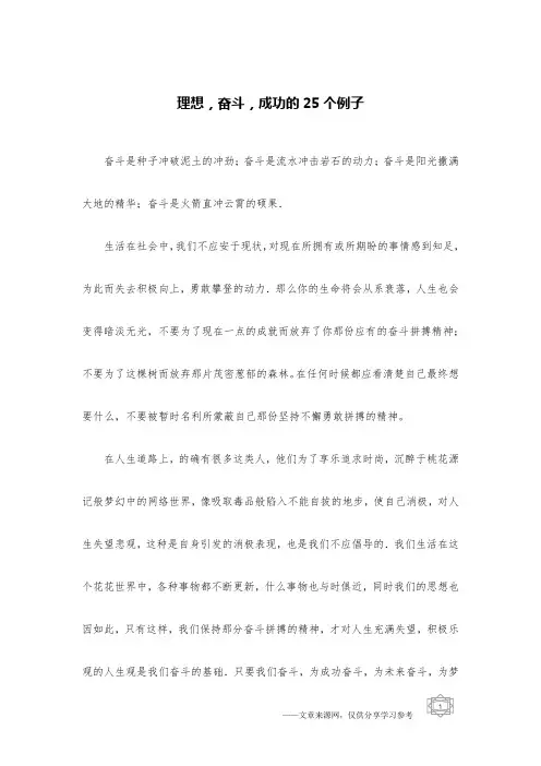 理想,奋斗,成功的25个例子