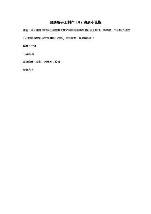 玻璃瓶手工制作 DIY清新小花瓶