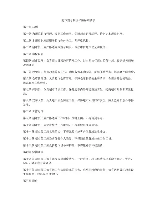 超市规章制度张贴标准要求