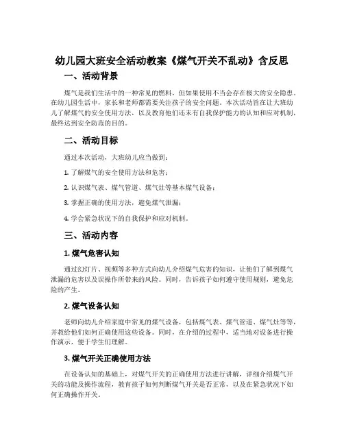 幼儿园大班安全活动教案《煤气开关不乱动》含反思