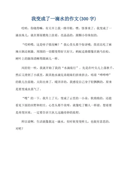 我变成了一滴水的作文(300字)