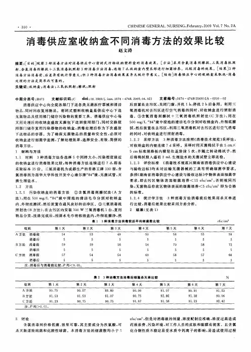 消毒供应室收纳盒不同消毒方法的效果比较