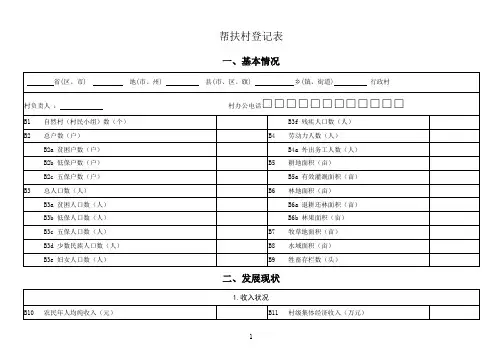 帮扶村登记表